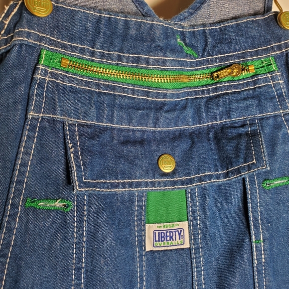 Liberty Overalls Mens 42x30 Womens XL Blue Denim Bib Carpenter Workwear Hipster - Picture 7 of 13